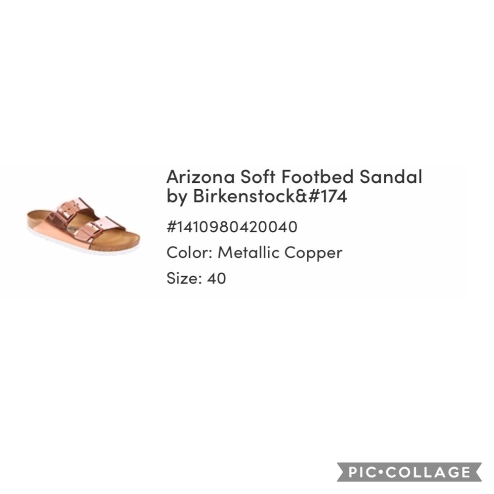 Birkenstock NEW IN BOX size 40 metallic copper#174